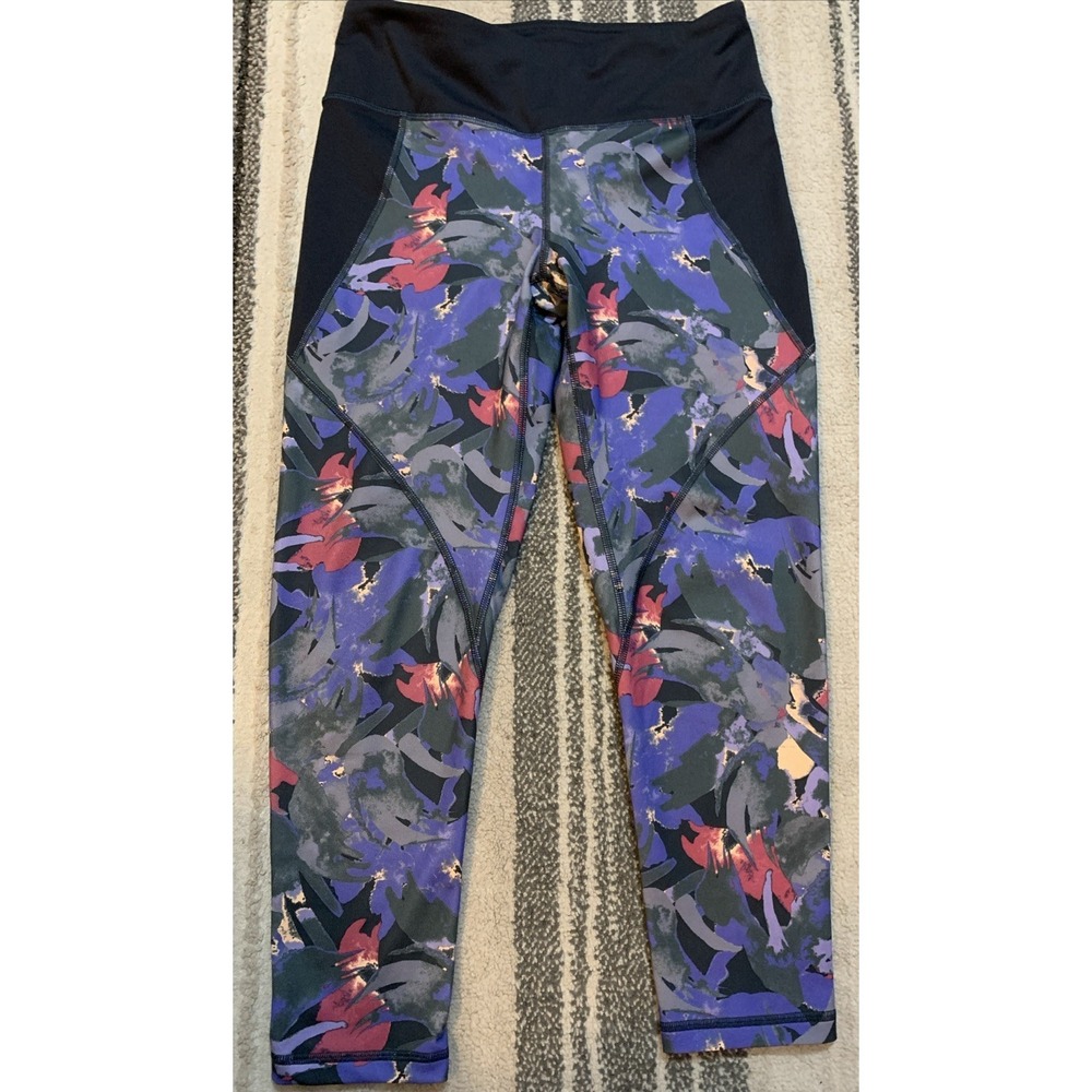 Patagonia Centered Cropped Legging Smolder Blue Abstract Jungle Size Small‎